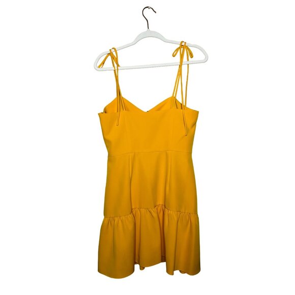 Gianni Bini Elena Ruffle Dress Size 6 Tuscany Flounce Hem Mustard Yellow New - Picture 5 of 11